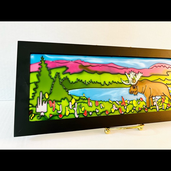 Art Studio Company Framed Glass Moose by The Lake - Picture 5 of 9